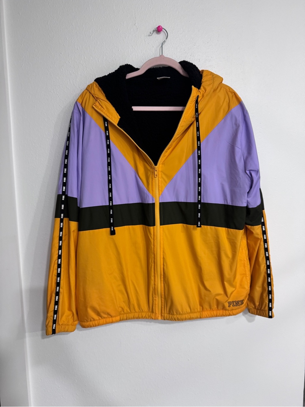 PINK Victoria's Secret Colorblock Sherpa Lined Windbreaker Jacket M/L